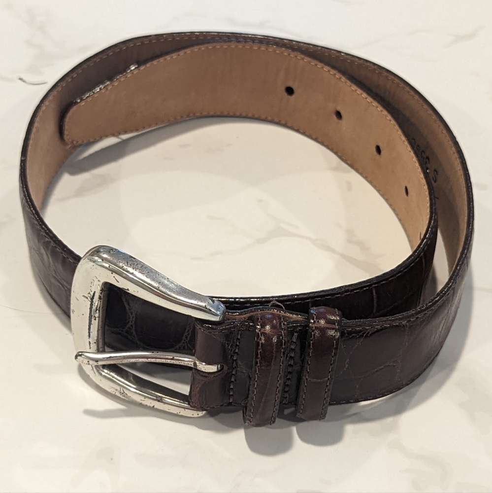 Brighton brown leather belt with silver buckle
